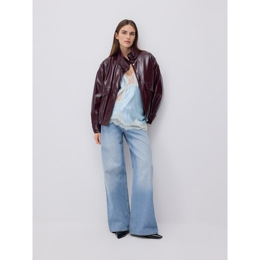 Reserved - Asymetryczny top z koronką - jasnoniebieski ze sklepu Reserved w kategorii Bluzki damskie - zdjęcie 187797643