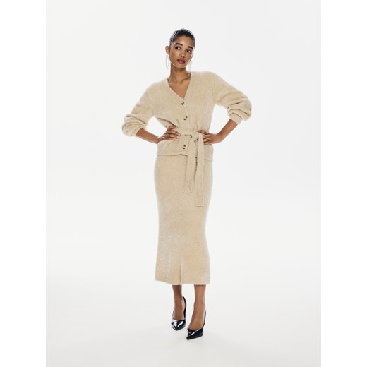 Reserved - Spódnica z dodatkiem metalizowanej nici - kremowy Reserved XS Reserved