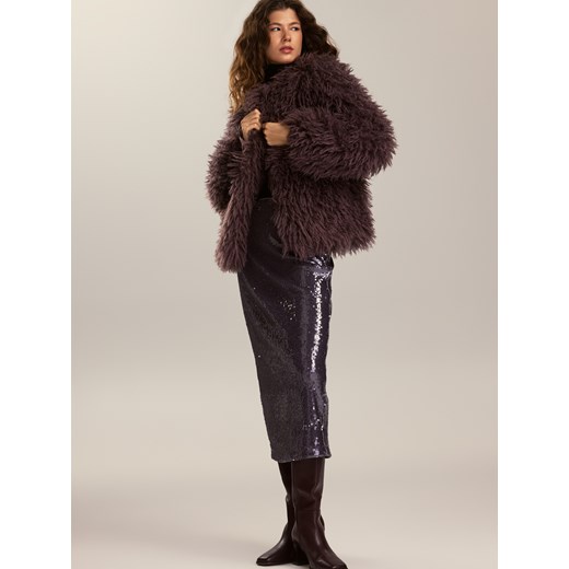 Reserved - Spódnica midi z cekinami - ciemnofioletowy ze sklepu Reserved w kategorii Spódnice - zdjęcie 187797701