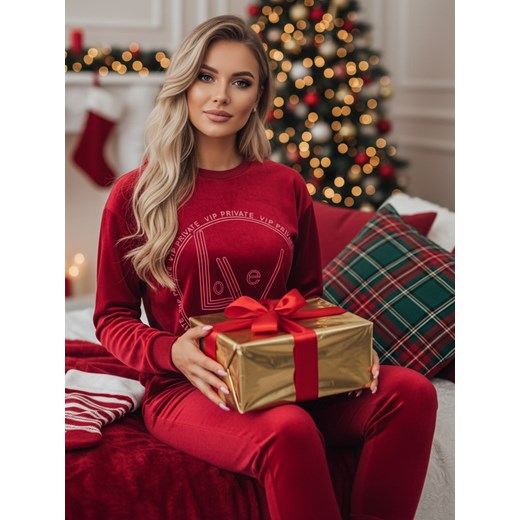 Welurowy komplet damski VIP PRIVATE bordowy Dstreet AY0869z ze sklepu DSTREET.PL w kategorii Dresy damskie - zdjęcie 187797762