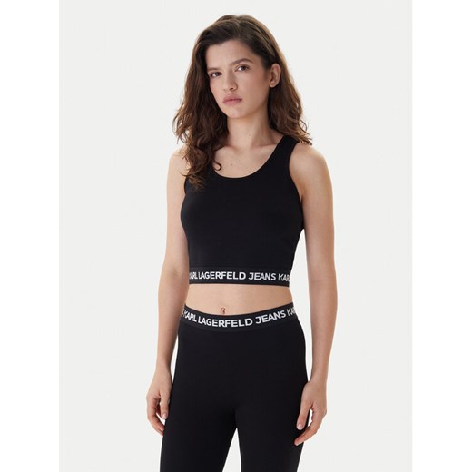 Karl Lagerfeld Jeans Top B1W17048 Czarny Slim Fit ze sklepu MODIVO w kategorii Bluzki damskie - zdjęcie 187797944