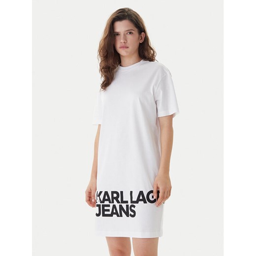 Karl Lagerfeld Jeans Sukienka codzienna B1W13054 Biały Regular Fit ze sklepu MODIVO w kategorii Sukienki - zdjęcie 187797950