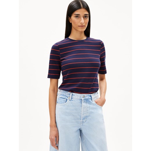 ARMEDANGELS Koszulka damska - Jaanisara Kobiety Bawełna granatowy w paski ze sklepu vangraaf w kategorii Bluzki damskie - zdjęcie 187798721