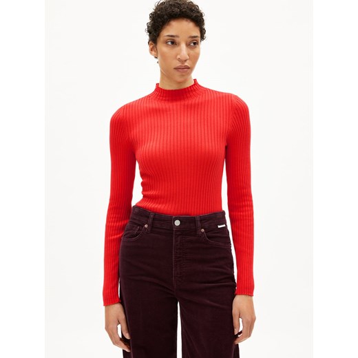 ARMEDANGELS Damski sweter z dzianiny - Alaania Kobiety Bawełna czerwony jednolity ze sklepu vangraaf w kategorii Swetry damskie - zdjęcie 187798723
