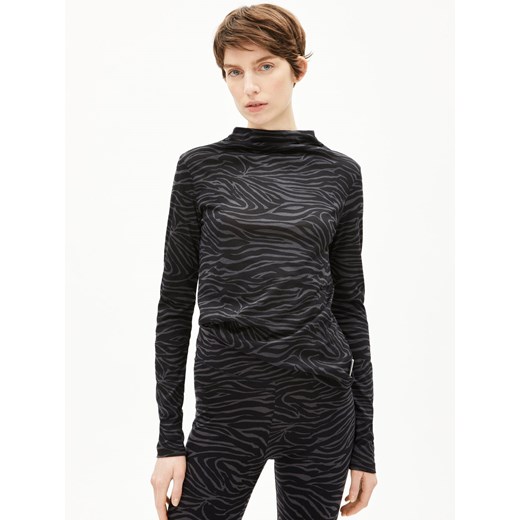 ARMEDANGELS Damska koszulka z długim rękawem - Calunaa Zebraraa Kobiety Bawełna czarny wzorzysty ze sklepu vangraaf w kategorii Bluzki damskie - zdjęcie 187798731