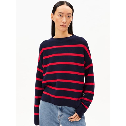 ARMEDANGELS Damski sweter z dzianiny - Merinaa Kobiety Bawełna granatowy w paski ze sklepu vangraaf w kategorii Swetry damskie - zdjęcie 187798734