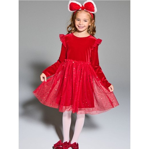 Sinsay - Sukienka mini z błyszczącym nadrukiem - czerwony ze sklepu Sinsay w kategorii Sukienki dziewczęce - zdjęcie 187799663