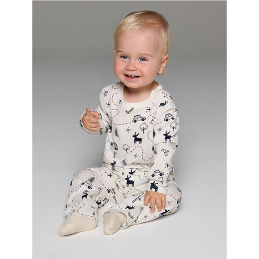 Sinsay - Świąteczna piżama z nadrukiem reniferów i zimowych motywów - kremowy ze sklepu Sinsay w kategorii Piżamy dziecięce - zdjęcie 187799680