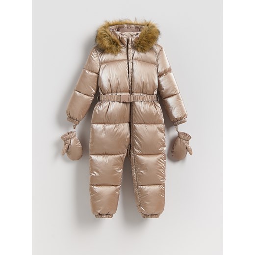 Reserved - PIkowany kombinezon z ociepleniem - beżowy ze sklepu Reserved w kategorii Kombinezony dziewczęce - zdjęcie 187800043