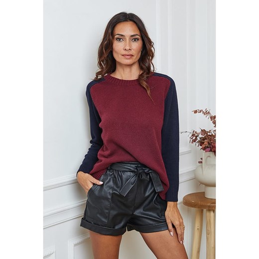 So Cachemire Sweter &quot;Kaleis&quot; w kolorze granatowo-bordowym ze sklepu Limango Polska w kategorii Swetry damskie - zdjęcie 187800570
