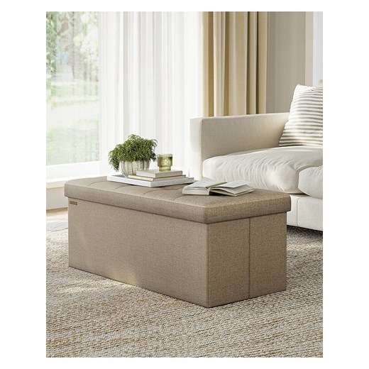 Songmics Ławka w kolorze jasnobrązowym ze schowkiem - 110 x 38 x 35,5 cm Songmics onesize okazyjna cena Limango Polska