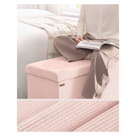 Songmics Ławka w kolorze jasnoróżowym ze schowkiem - 110 x 38,5 x 35,5 cm Songmics onesize okazja Limango Polska