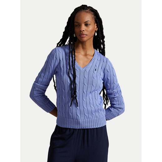 Polo Ralph Lauren Sweter 211971870005 Błękitny Slim Fit ze sklepu MODIVO w kategorii Swetry damskie - zdjęcie 187801233