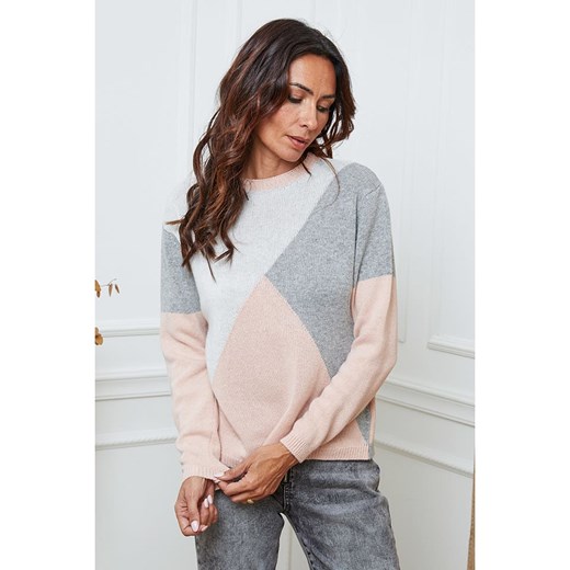 So Cachemire Sweter &quot;Lanos&quot; w kolorze jasnoróżowo-szaro-białym ze sklepu Limango Polska w kategorii Swetry damskie - zdjęcie 187801652