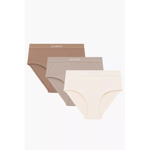 Atlantic 3CLP-009B 3-pack figi wysokie, bawełniane ecru/beżowy/ciemnobeżowy ze sklepu kontri.pl w kategorii Majtki damskie - zdjęcie 187802443
