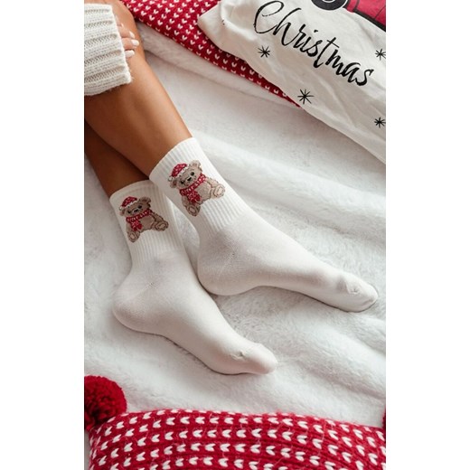 Skarpetki damskie świąteczne ecru Miś 1283.031, Kolor ecru, Rozmiar 37-41, Milena ze sklepu Primodo w kategorii Skarpetki damskie - zdjęcie 187803524
