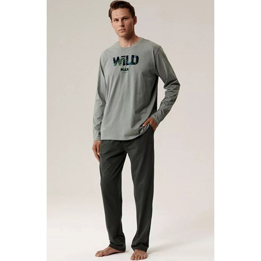 Bawełniana piżama męska NMP-392-ZIEJ_KHAC, Kolor khaki-wzór, Rozmiar XL, ATLANTIC ze sklepu Intymna w kategorii Piżamy męskie - zdjęcie 187803901