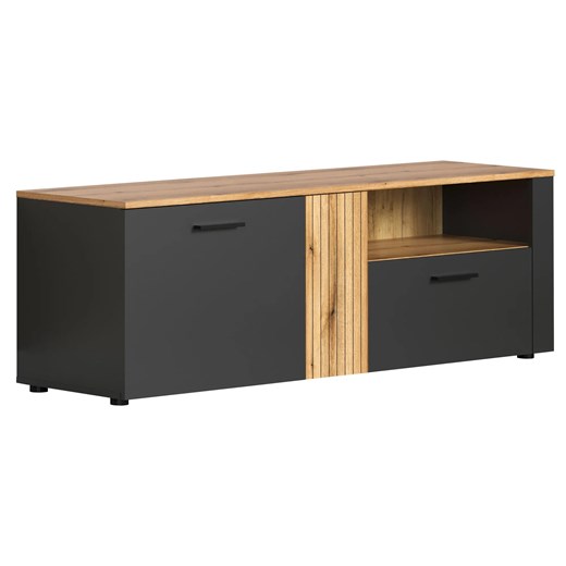 Szafka RTV z lamelami grafit + dąb evok K5-G65 ze sklepu Edinos.pl w kategorii Szafki RTV - zdjęcie 187804020