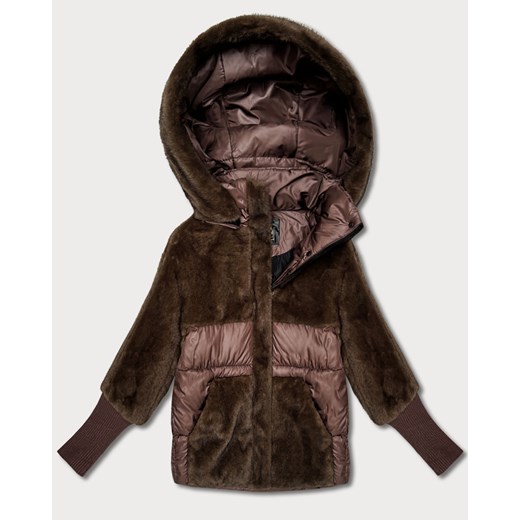 Kurtka zimowa damska z kapturem Goodlookin brązowa (LD-5562) ze sklepu goodlookin.pl w kategorii Kurtki damskie - zdjęcie 187805014