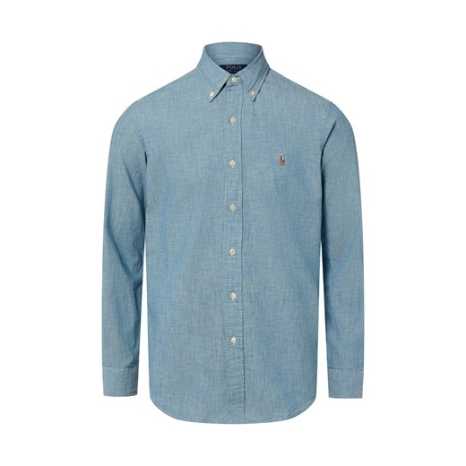 Polo Ralph Lauren Męska koszula casualowa - Custom Fit Mężczyźni Modern Fit Bawełna jasnoniebieski marmurkowy ze sklepu vangraaf w kategorii Koszule męskie - zdjęcie 187805113