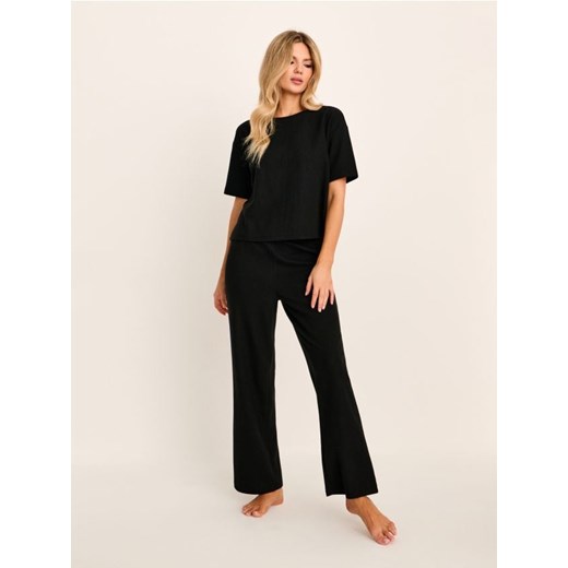 Sinsay - Bawełniana piżama dwuczęściowa - czarny ze sklepu Sinsay w kategorii Piżamy damskie - zdjęcie 187805773