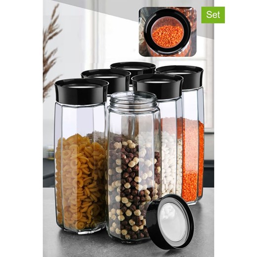 Violeta Home Słoiki (6 szt.) w kolorze czarnym - 1,6 l Violeta Home onesize Limango Polska promocyjna cena