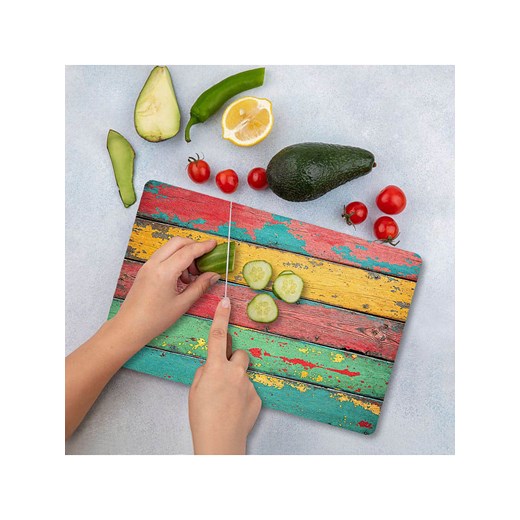 Violeta Home Deska w kolorze miętowo-żółto-czerwonym do krojenia - 30 x 20 cm ze sklepu Limango Polska w kategorii Deski - zdjęcie 187808684