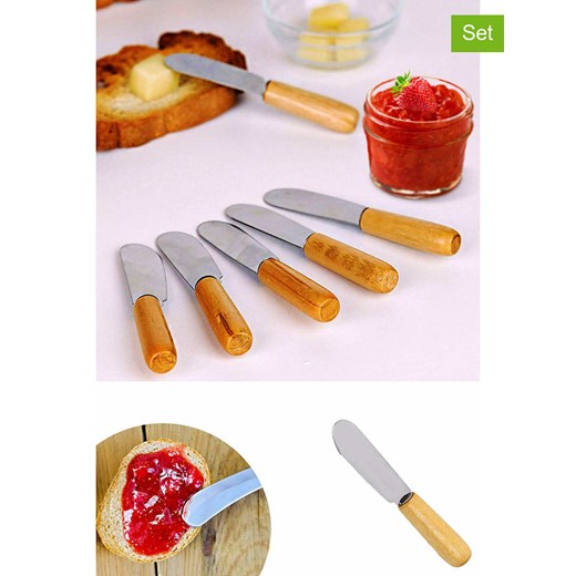 Violeta Home Noże (6 szt.)  w kolorze srebrno-jasnobrązowym do masła - dł. 10 cm Violeta Home onesize Limango Polska okazyjna cena