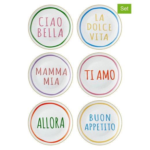 Violeta Home Talerzyki deserowe (6 szt.) w kolorze białym ze wzorem - Ø 20 cm ze sklepu Limango Polska w kategorii Naczynia - zdjęcie 187808732