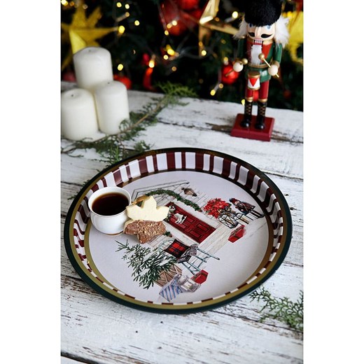 Violeta Home Taca w kolorze biało-czerwonym - Ø 31,5 cm ze sklepu Limango Polska w kategorii Misy i tace dekoracyjne - zdjęcie 187808820