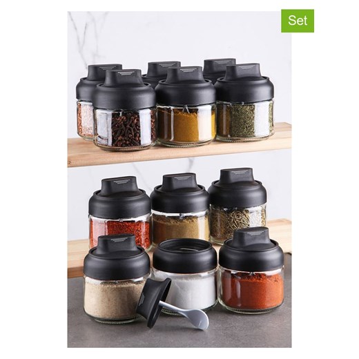 Violeta Home Słoiki (12 szt.) w kolorze czarnym na przyprawy - 300 ml ze sklepu Limango Polska w kategorii Młynki do soli i pieprzu - zdjęcie 187808860