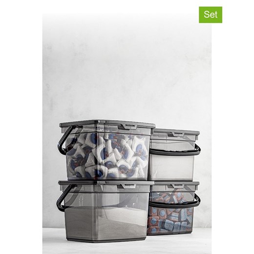 Violeta Home Pojemniki (4 szt.) w kolorze antracytowym - 23 x 16 x 18 cm ze sklepu Limango Polska w kategorii Akcesoria i przechowywanie - zdjęcie 187808923