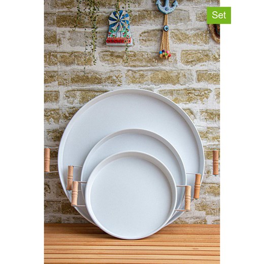 Violeta Home Tace (3 szt.) w kolorze biało-jasnobrązowym ze sklepu Limango Polska w kategorii Misy i tace dekoracyjne - zdjęcie 187809041