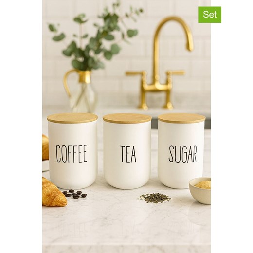 Violeta Home Pojemniki (3 szt.) w kolorze biało-jasnobrązowym - 1 l ze sklepu Limango Polska w kategorii Pojemniki kuchenne - zdjęcie 187809302