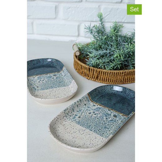 Violeta Home Półmiski (2 szt.) w kolorze niebiesko-białym - 28 x 14 cm ze sklepu Limango Polska w kategorii Misy i tace dekoracyjne - zdjęcie 187809523