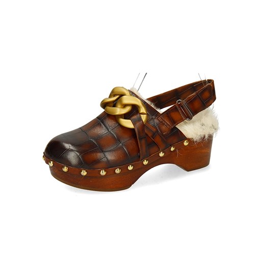 MELVIN &amp; HAMILTON Skórzane chodaki &quot;Flora 1&quot; w kolorze brązowym ze sklepu Limango Polska w kategorii Klapki damskie - zdjęcie 187811333