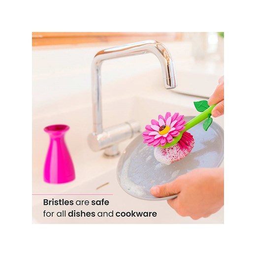 Vigar Szczotka &quot;Flower power&quot; w kolorze zielono-różowym do zmywania - Vigar onesize okazja Limango Polska