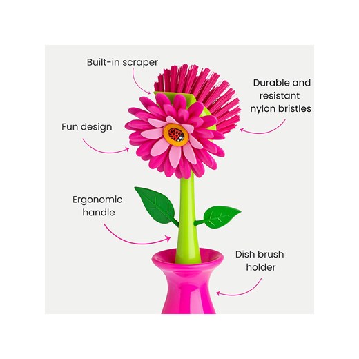 Vigar Szczotka &quot;Flower power&quot; w kolorze zielono-różowym do zmywania - Vigar onesize wyprzedaż Limango Polska