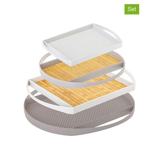 Vigar Tace (4 szt.) &quot;Flap&quot; w kolorze białym, szarym i brązowym ze sklepu Limango Polska w kategorii Misy i tace dekoracyjne - zdjęcie 187815943