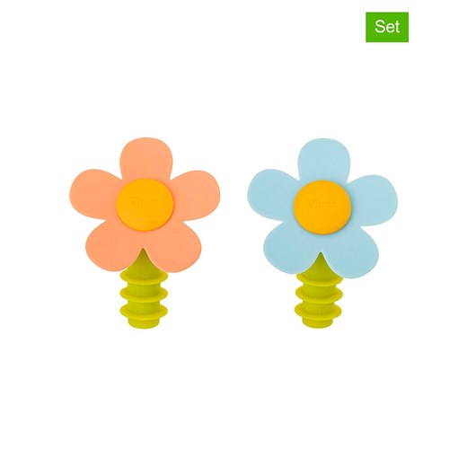 Vigar Korki (2 szt.) &quot;Flower power&quot; ze wzorem do butelek - wys. 8,5 cm ze sklepu Limango Polska w kategorii Naczynia - zdjęcie 187816043