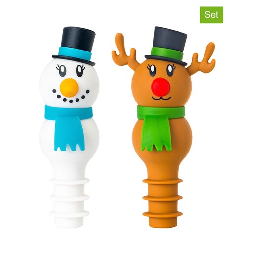 Vigar Zatyczki (2 szt.) &quot;Snowm. &amp; Rudolph&quot; ze wzorem do butelek - wys. 10,5 cm ze sklepu Limango Polska w kategorii Naczynia - zdjęcie 187816560