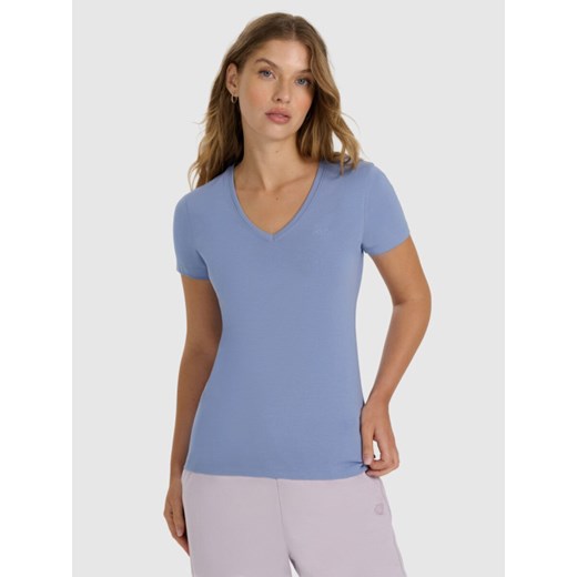 Damski t-shirt slim basic 4F 4FWAW25TTSHF2969 - niebieski ze sklepu Sportstylestory.com w kategorii Bluzki damskie - zdjęcie 187818084