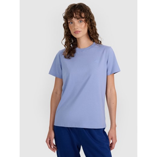 Damski t-shirt basic 4F 4FWAW25TTSHF297 - niebieski ze sklepu Sportstylestory.com w kategorii Bluzki damskie - zdjęcie 187818093