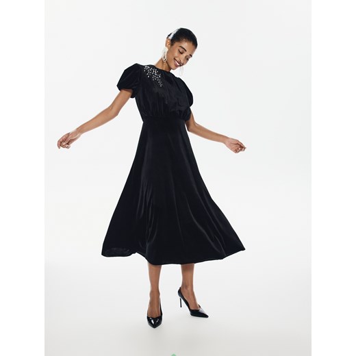 Reserved - Welurowa sukienka midi - czarny ze sklepu Reserved w kategorii Sukienki - zdjęcie 187819060