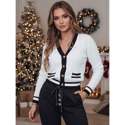 Sweter damski FUZZY rozpinany biały Dstreet MY2365 ze sklepu DSTREET.PL w kategorii Swetry damskie - zdjęcie 187819142