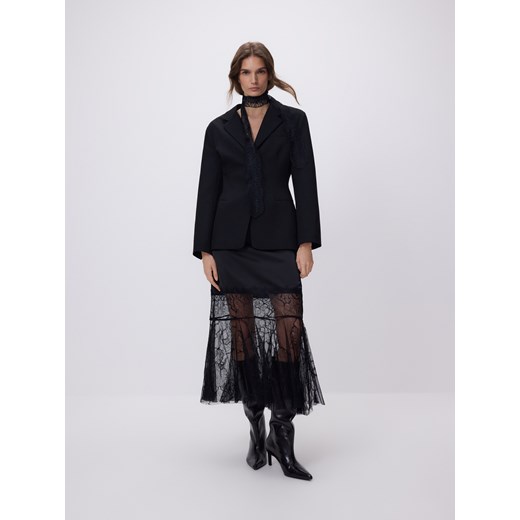 Reserved - Spódnica midi z koronką - czarny ze sklepu Reserved w kategorii Spódnice - zdjęcie 187820593