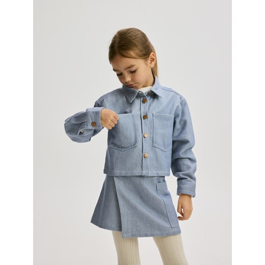 Reserved - Krótka koszula z kołnierzykiem - niebieski ze sklepu Reserved w kategorii Bluzki dziewczęce - zdjęcie 187820851
