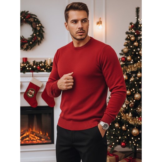 Sweter męski klasyczny bordowy Dstreet WX1933z ze sklepu DSTREET.PL w kategorii Swetry męskie - zdjęcie 187821293