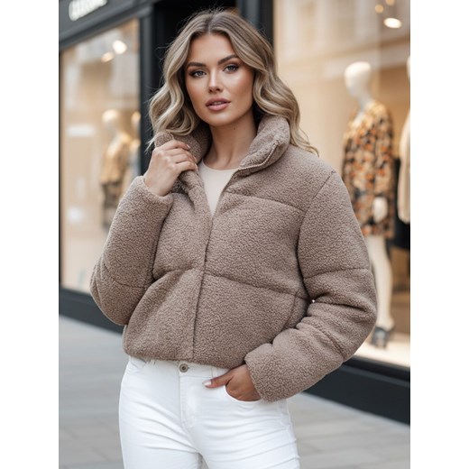 Kurtka zimowa damska krótka alpaka CELESTIAL kamelowa Dstreet TY4482z ze sklepu DSTREET.PL w kategorii Kurtki damskie - zdjęcie 187821303