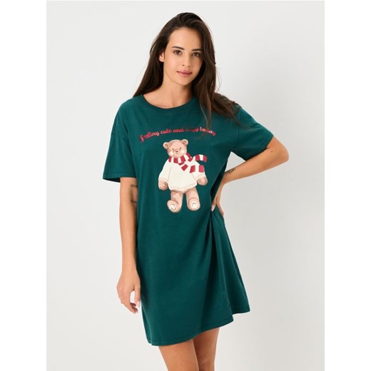 Sinsay - Świąteczna koszula nocna z uroczym misiem - zielony ze sklepu Sinsay w kategorii Koszule nocne - zdjęcie 187821783